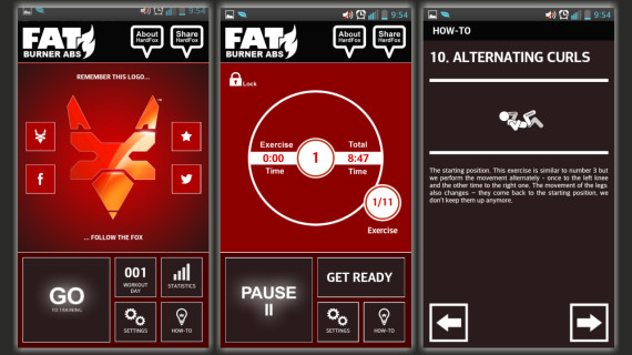 Aplikacja fitness Fat Burner HardFox