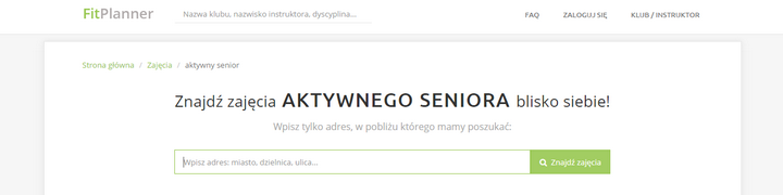 Wyszukiwarka zajęć sportowych - aktywny senior